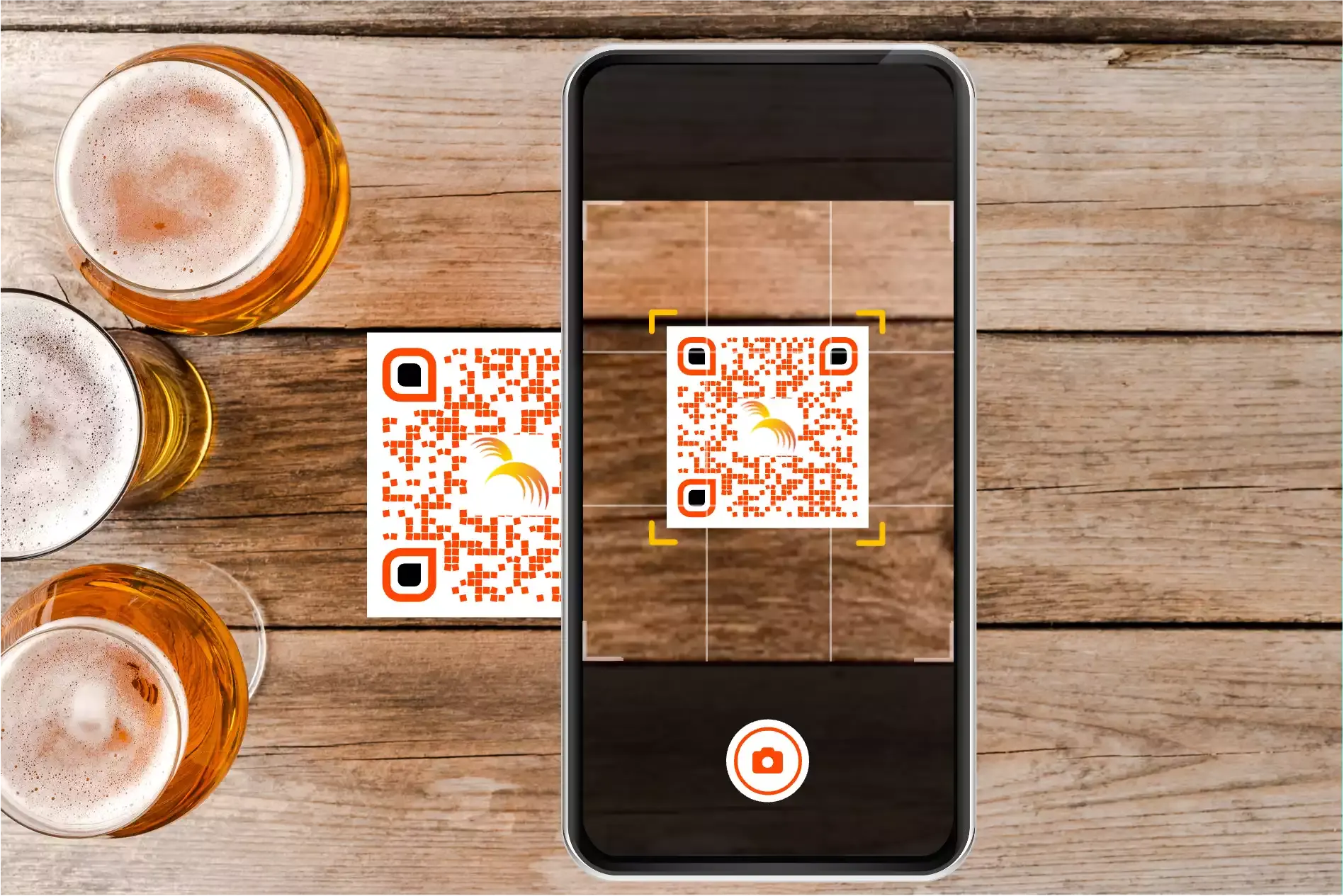 phone scanning qr-code to order at flammende sterne