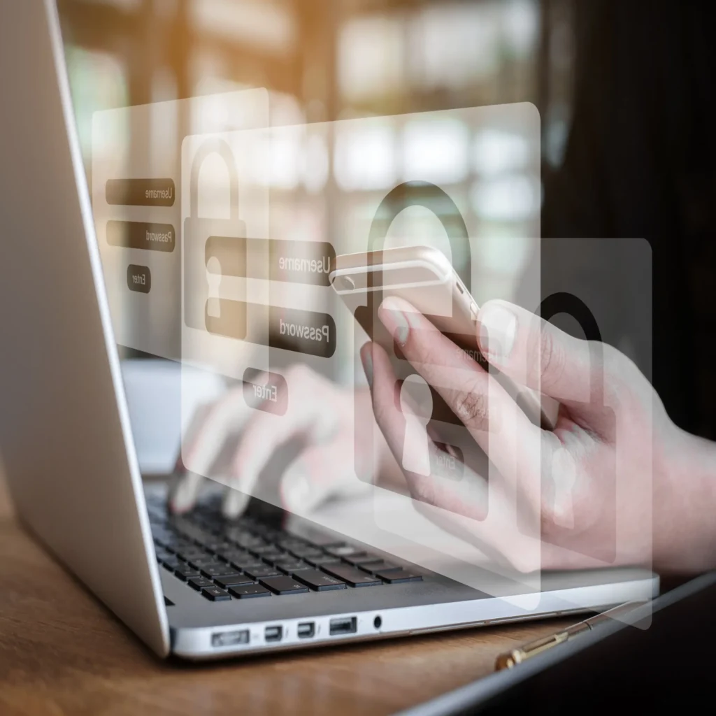 laptop with user security / login security graphic