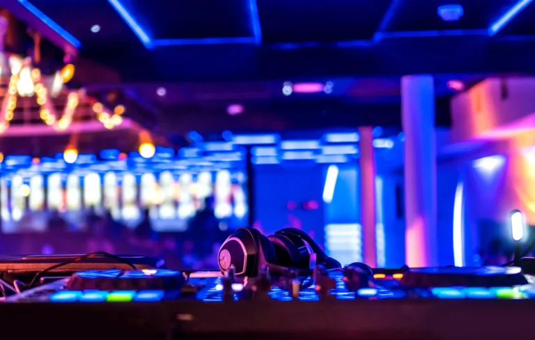 dj desk at a club