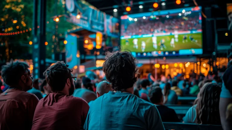 people at public viewing in beergarden