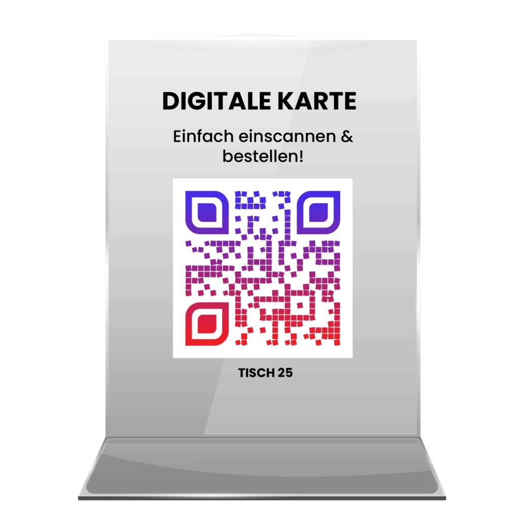 table display with sizzly qr-code to order